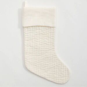Pottery Barn Channel Quilted Velvet LARGE Christmas Stocking Ivory NWT